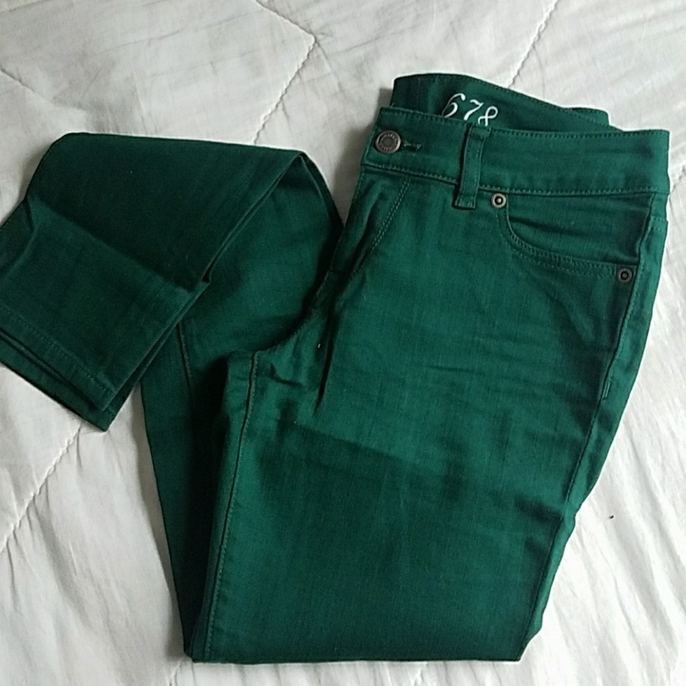 Green Skinny Slim Fit Pants